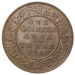 Alternative view of Bronze 1/4 Anna of George V (AD 1936) of Bombay Mint About UNC Grade