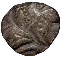 Alternative view of Copper Coin of Katoch Ruler's of Kangra(12th -14th Cen. AD) Bull/Horseman Type