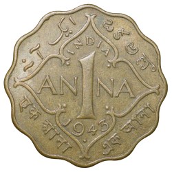 Alternative view of Nickel-Brass 1 Anna of George VI (AD 1943) of Bombay Mint