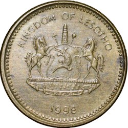 Brass 5 Lisente of Lesotho Country (AD 1998) Beautiful Grade