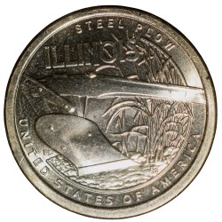 Brass 1 Dollar of United States of America (AD 2024) Commemorative Issue Honoring Innovation in Illinois UNC Grade