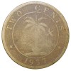 Old Nickel-Brass 2 Cents of Liberia (AD 1937) with Elephant/Palm Tree - Image 2