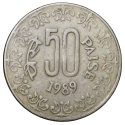 Copper-Nickel 50 Paise of Republic India (AD 1989) Calcutta Mint Scarce Date
