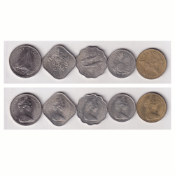 BAHAMA ISLANDS ELIZABETH II 1966 PROOF 5 COIN SET WITH BOX