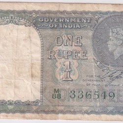 One Rupee 1940 Fine Condition Note of King George VI British India #3