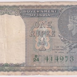 One Rupee 1940 Fine Condition Note of King George VI British India #4