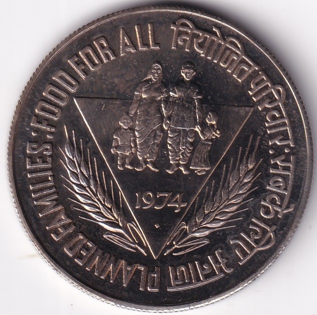 10 Rupees Food For All 1974 Unc Copper Nickel Coin