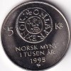 Norway 5 Kroner 1,000 years of Norwegian coinage 1995 Copper Nickel UNC Coin
