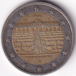2 Euros Bi Metallic Germany 2020 Brandenburg Issue Munich Mint D Mark Coin
