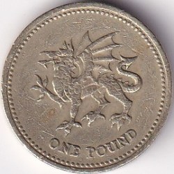 United Kingdom 1 Pound Wales 1995 Nickel Brass Used Coin