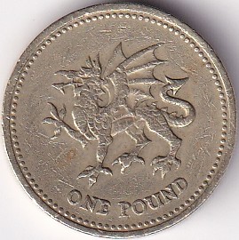 United Kingdom 1 Pound Wales 1995 Nickel Brass Used Coin