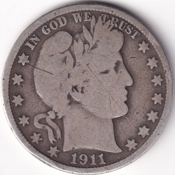 USA 1/2 Dollar Barber 1911 Very Fine Silver Rare