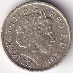 Alternative view of United Kingdom 1 Pound Royal Shield 2010 Nickel Brass Used Coin