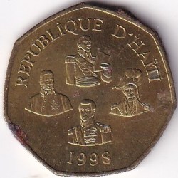 Haiti 5 Gourdes 1998 Used Brass Plated Steel Coin