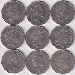 Alternative view of Australia 50 Cents Commemorative Issue of 9 Different Copper Nickel Coins Set