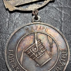 Alternative view of Extremely Rare Silver Medal Tata Iron and Steel Company Long Service Award to M K PAPU Weight 46 Grams