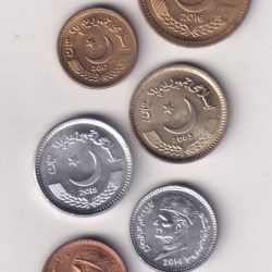 6 Different Denomination Pakistan rare UNC ( 5 Coin Set) #X-64