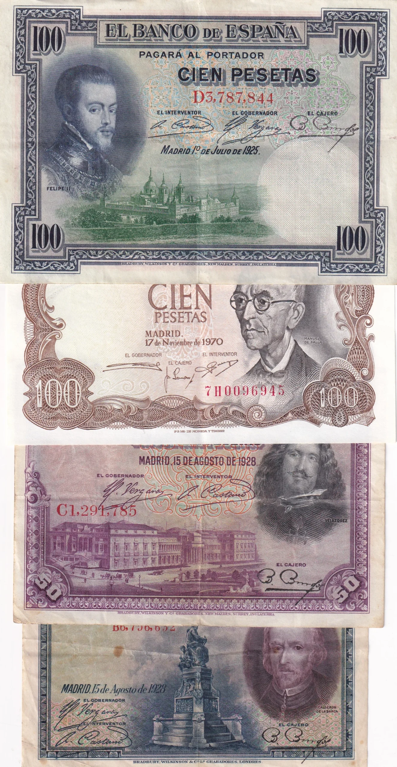 Spain 4 Different Rare Note (4 Pcs) Set