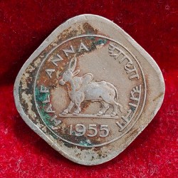 India ½ Anna 1955 Rare Coin #X-52