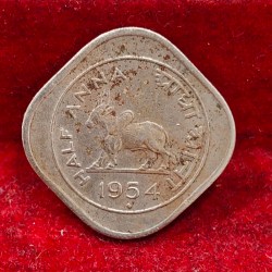 India ½ Anna 1954 Rare Coin #X-56