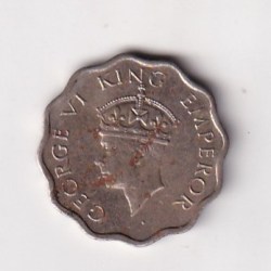 Alternative view of British-India 1 Anna 1941 George VI Rare UNC Coin#E-2