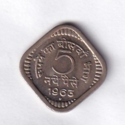 India 5 Naye Paise 1963 Rare Unc Coin #E-3