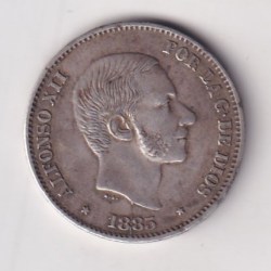 Philippines 50 Centavos 1885 - Alfonso XII Rare Silver Coin #C-7