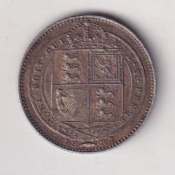 Alternative view of United Kingdom 1 Shilling 1887 - Victoria Rare Silver High Graded Coin #C-9