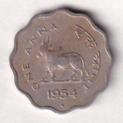 India 1 Anna 1954 Rare Coin #E-8
