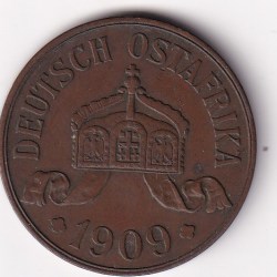 German (East Africa) 5 Heller 1909 (Wilhelm II) Rare Big Size Coin#E-14