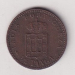 Alternative view of India, Portuguese ⅛ Tanga - Charles I Lisboa min Rare Coin #E-22