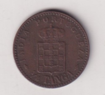India, Portuguese ⅛ Tanga - Charles I Lisboa min Rare Coin #E-22 - Image 2