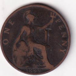 United Kingdom 1 Penny 1899 (Victoria ) Rare Coin #E-35