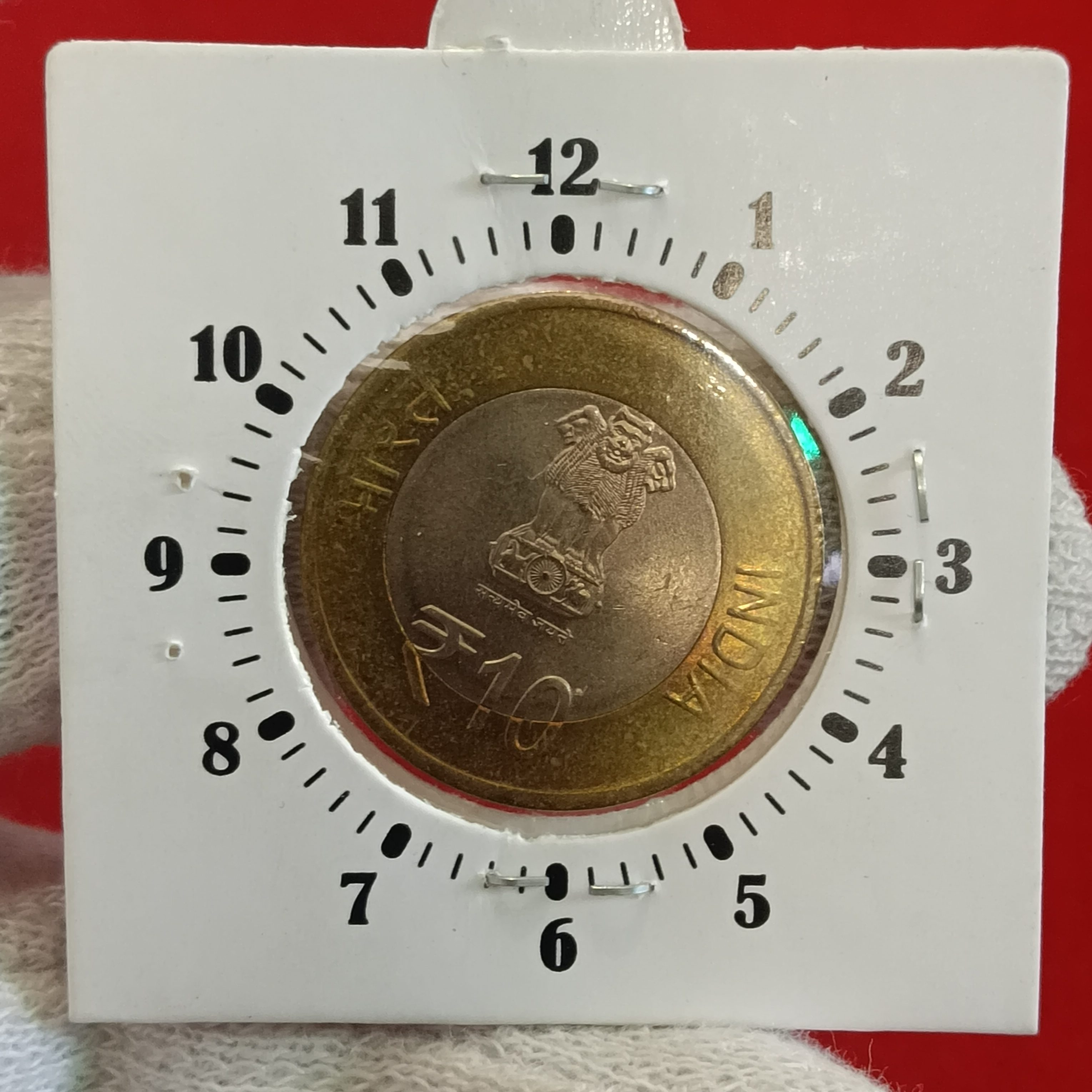 Ten Rs Scare 1" O Clock Error Coin 475 Th Birth Aniversary of Maharana Pratap Ji Year 2015 Noida Mint RBI Mistake Coin