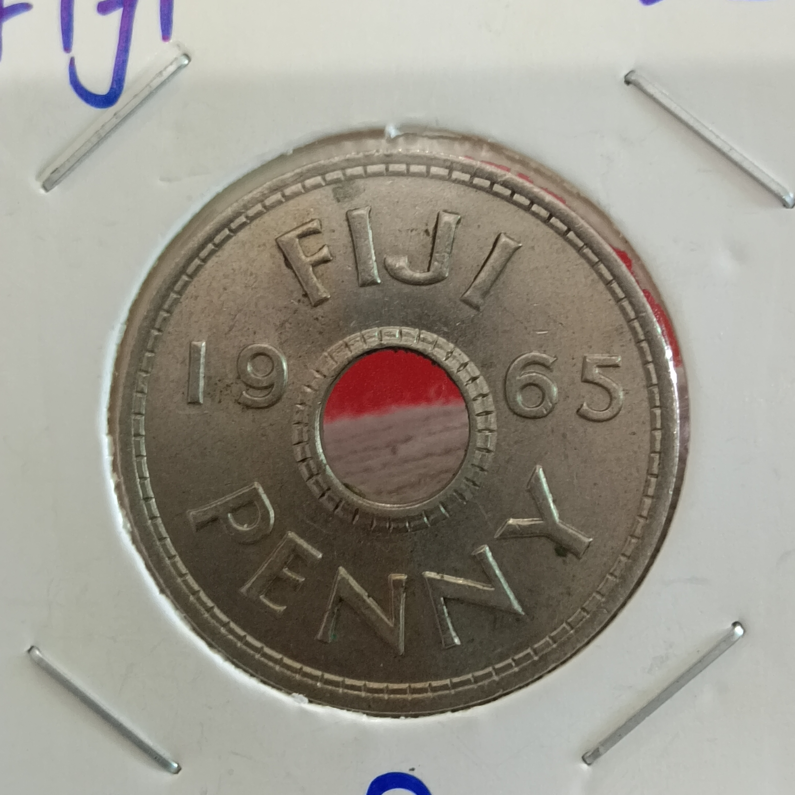 Queen Elizabeth The Second One Penny FIJI Year 1965