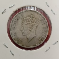Alternative view of George Vi 20 Cents Comissioners of Currency MALAYA 1950 Year
