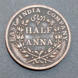 Alternative view of British-India ½ Anna 1835 (East India Company) High Grade Coin#E-13
