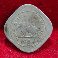 India ½ Anna 1954 Rare Coin #E-45