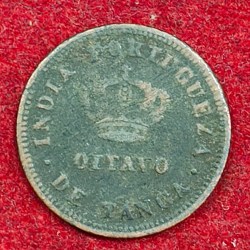 Alternative view of Portuguese-India ⅛ Tanga 1881 (Luíz I) Rare Coin #E-53