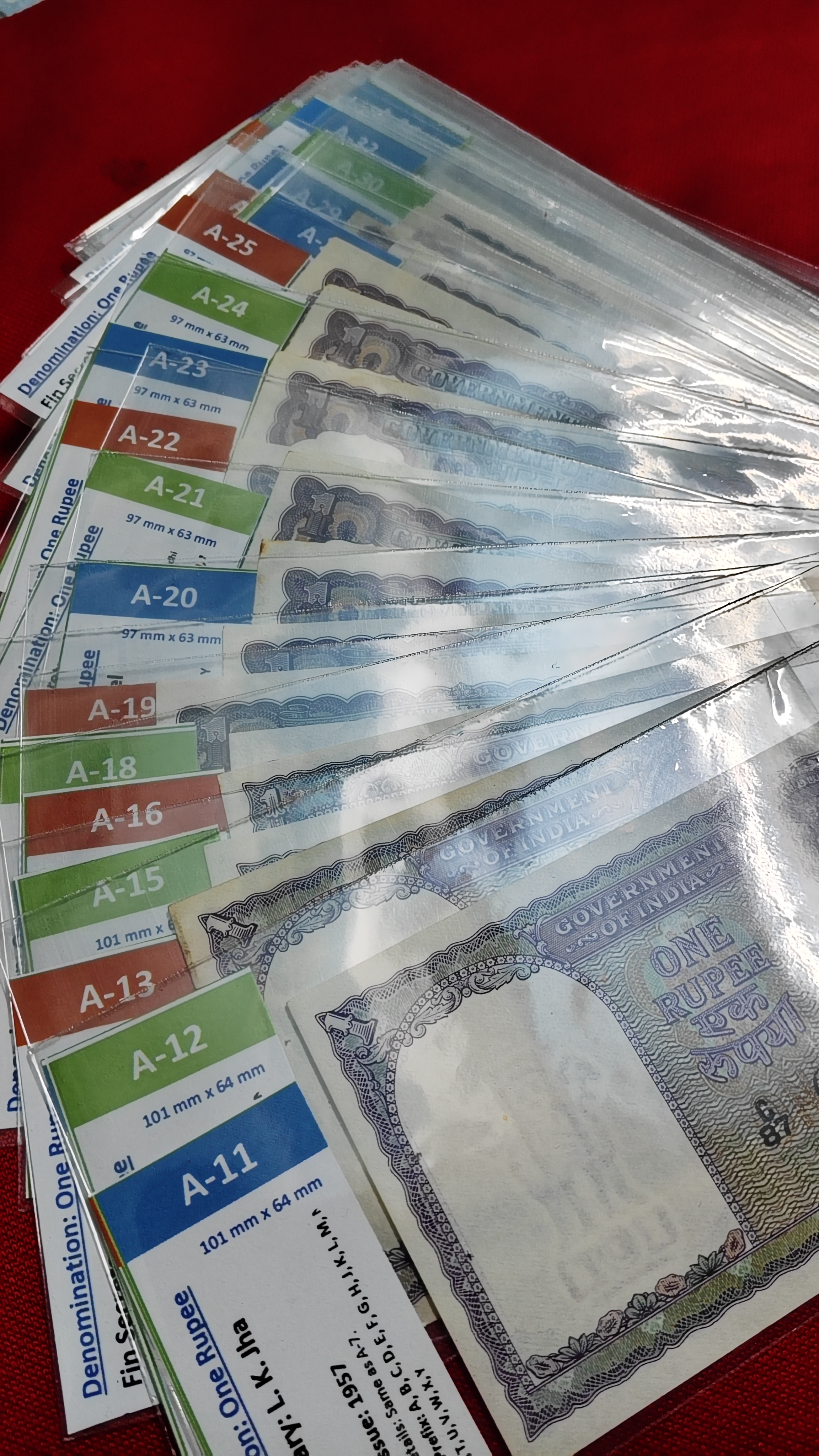 One Rupee Signature Set A-11 to A-65 GEM UNC Condition