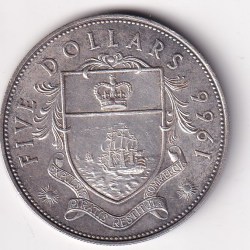Bahamas (Islands) 5 Dollars - (Elizabeth II) 1966 (Silver Weight-42.11 Gram) Rare Coin#C-22