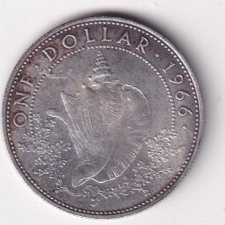 Bahamas, 1 Dollar 1966- Elizabeth II Rare Silver (.800) Weight 18.1437 g Rare Coin #C-25