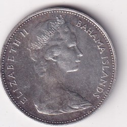 Alternative view of Bahamas, 1 Dollar 1966- Elizabeth II Rare Silver (.800) Weight 18.1437 g Rare Coin #C-25