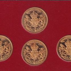Alternative view of 1980 QUEEN MOTHER 80th BIRTHDAY COMMEMORATIVE GOLD PLATED MEDALLIONS RARE (4 COIN SET)