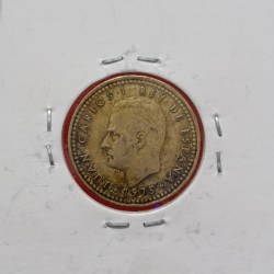 Alternative view of 1 Peseta Coin JAUN Carlos 1975 Year Spain