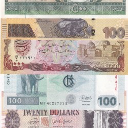 Alternative view of 100 DIFFERENT FOREIGN RARE GEM UNC NOTE😍
