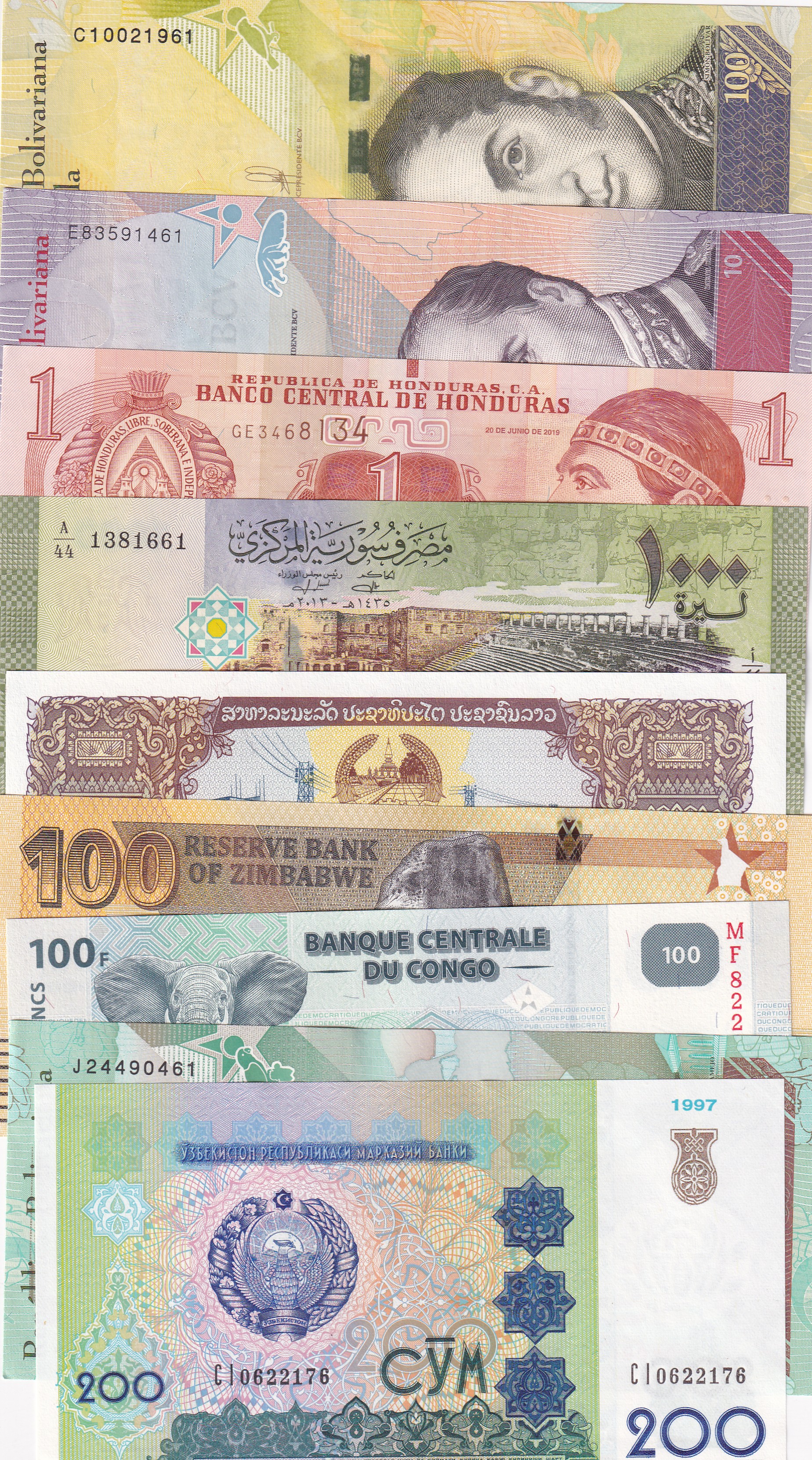 50 Different Foreign Gem Unc Note