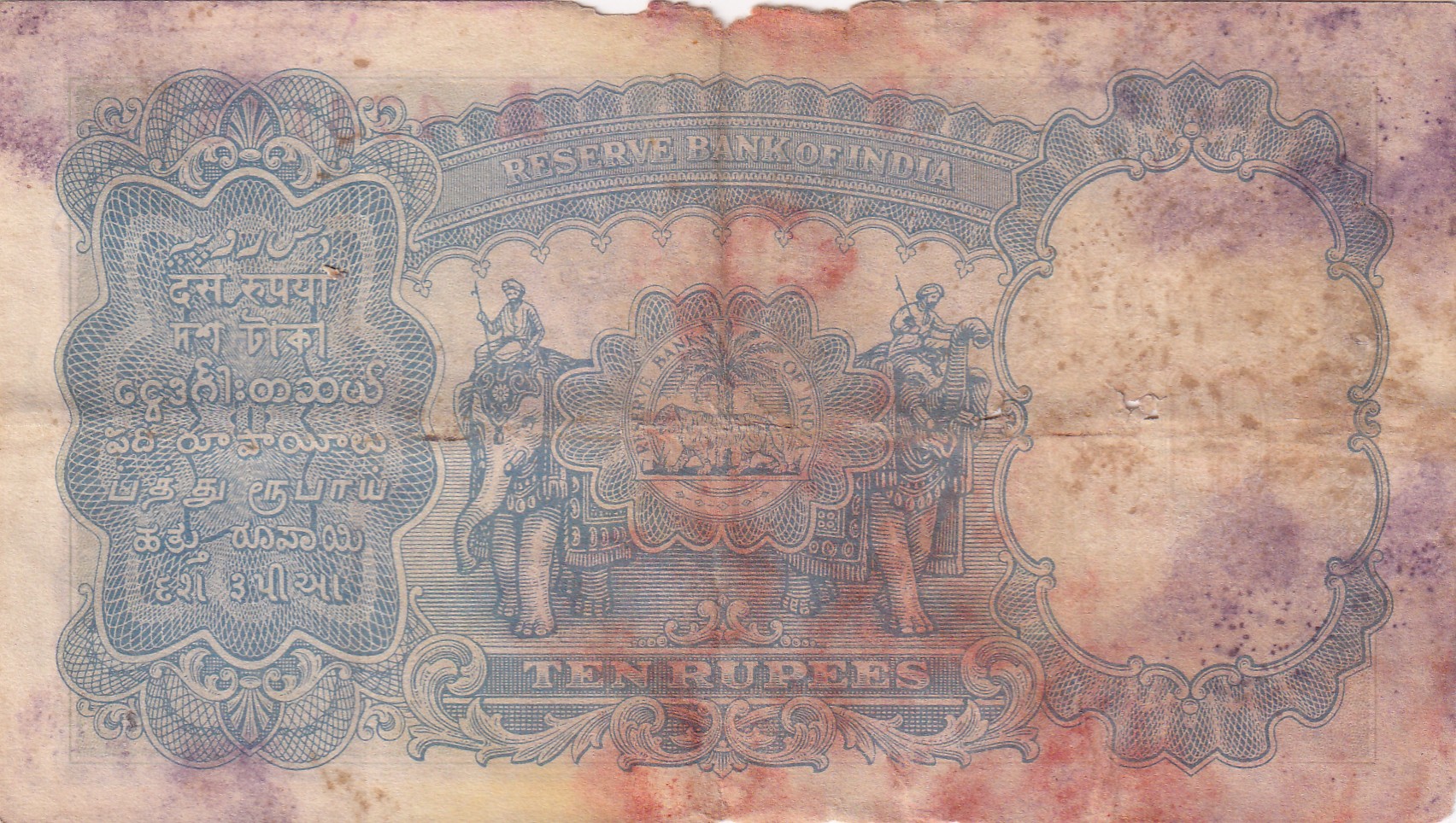 British-India 10 Rupees (George VI) Governor J B Taylor Rare Note (Condition As Per Image)
