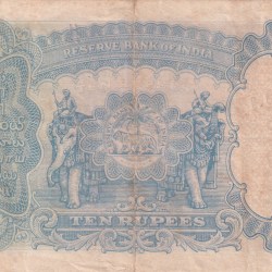 Alternative view of 10 Rupees George Fifth Governor -C.D.Deshmukh Rare High Graded Note