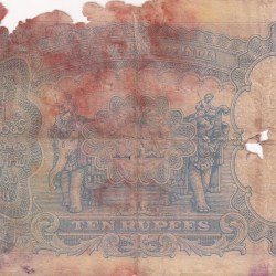 Alternative view of British-India 10 Rupees (George VI) Governor J B Taylor Rare Note (Condition As Per Image)